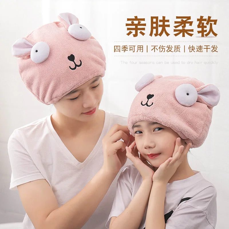 Parent Child Style Quickly Dry Hair Hat Absorbent Soft Bathroom Women Head Towels Girls Cute Hair Towel Hair Dry Wrap Bonnets