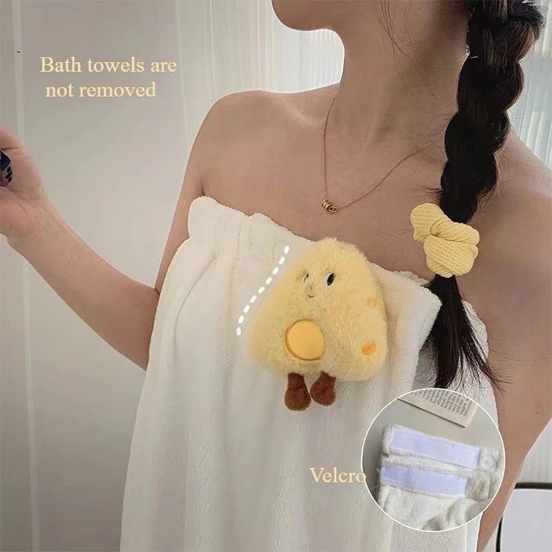 Cute Bathrobe Velcro Fixed Absorbent and Not Easy To Lose Hair Soft and Comfortable Elastic and Adjustable Home Bathrobe