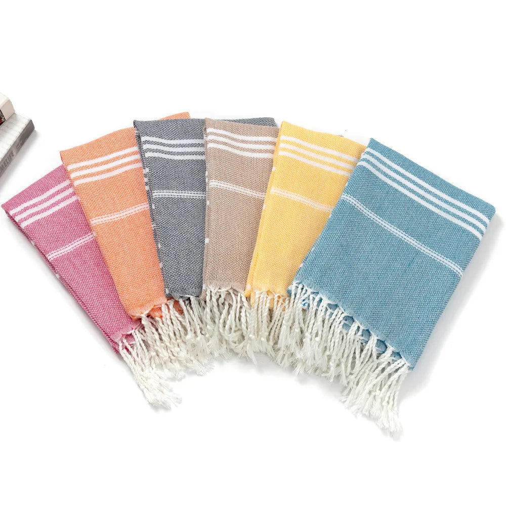 36x71" Turkish Beach Towel, Highly Absorbent Quick Dry Peshtemal, Sand Free Striped Hammam Towel for Adults & Travel