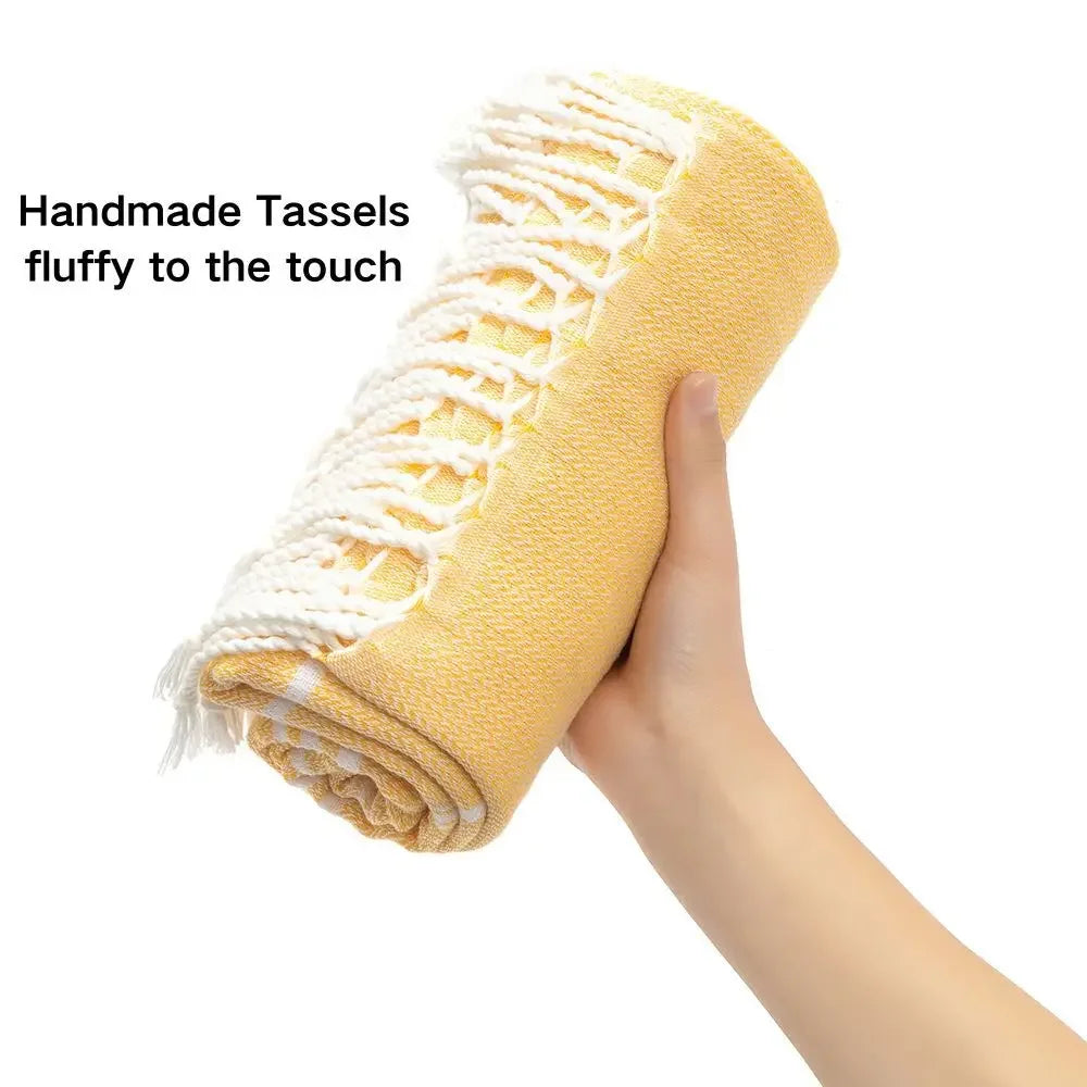 36x71" Turkish Beach Towel, Highly Absorbent Quick Dry Peshtemal, Sand Free Striped Hammam Towel for Adults & Travel