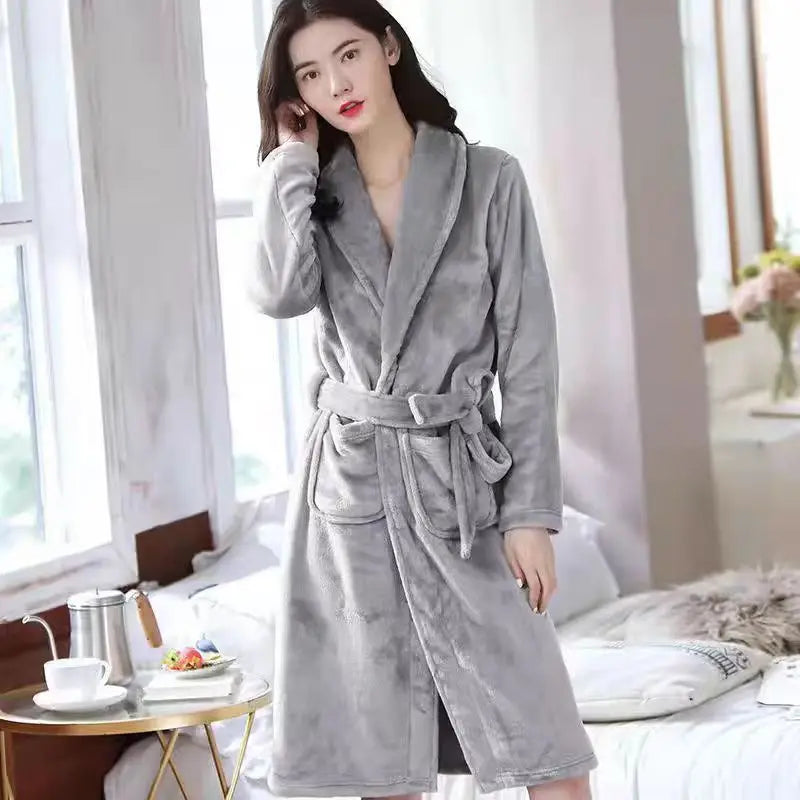 Convertible bath towel 740g thick coral fleece bathrobe for women, long style, quick-drying, water-absorbing bathrobe for men, s