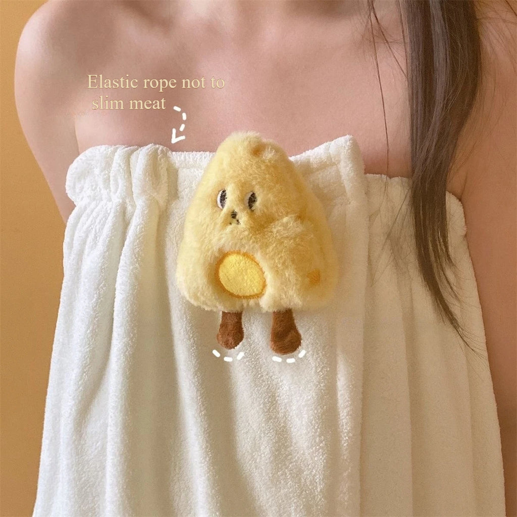 Cute Bathrobe Velcro Fixed Absorbent and Not Easy To Lose Hair Soft and Comfortable Elastic and Adjustable Home Bathrobe